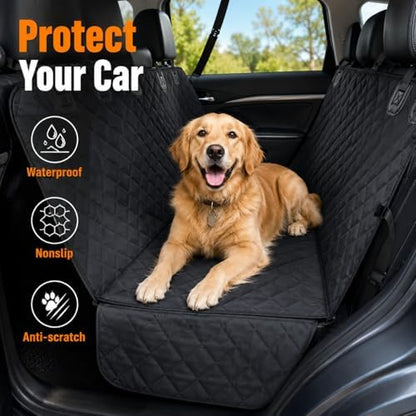 Dog Car Seat Cover for Back Seat, Waterproof Dog Hammock for Car, Non-Slip Dog Covers for Cars Backseat, Universal Pet Car Seat Cover Protector for Cars SUVs Trucks (Black Border) - Image 6