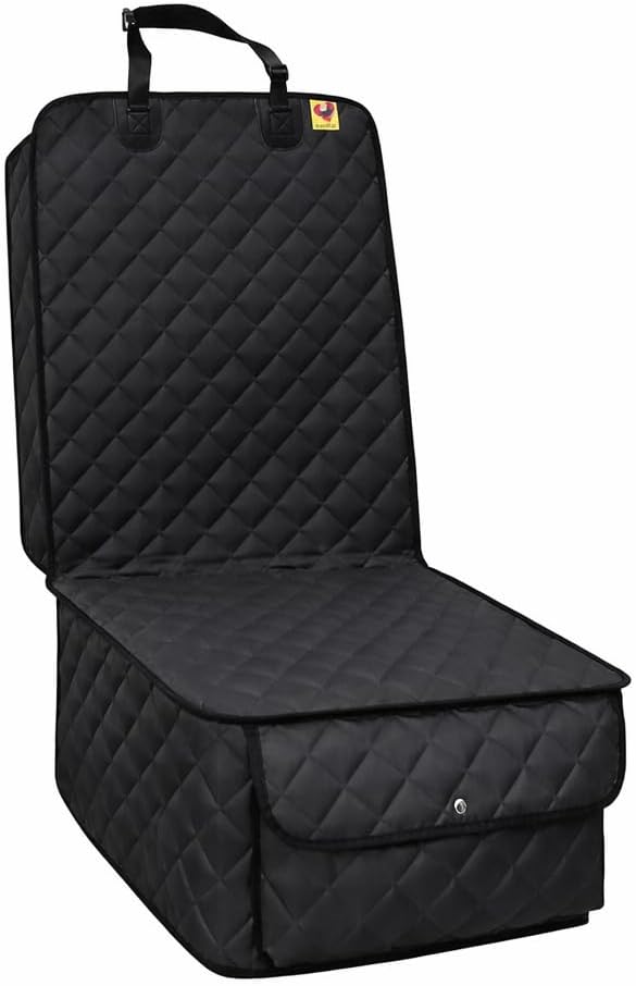 Bark Lover Deluxe Dog Seat Cover for Front Seat-More Durable Waterproof Front Seat Protector, High Heat Resistant and Nonslip Front Seat Cover for Dogs Kids, Universal Size (Black MAT)