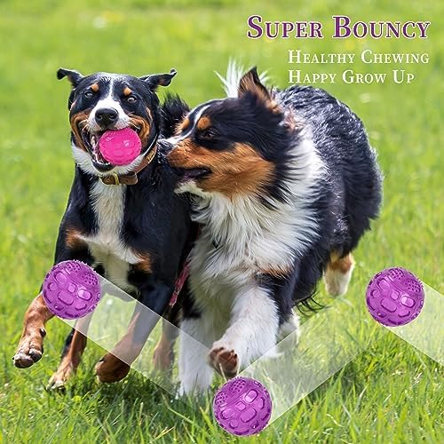 3'' Squeaky Dog Toy Balls for Lagre Medium Breed, Indestructible Dog Balls for Playing, Fetching & Retrieving, Durable Aggressive Chewers, 4 PCS Red+Purple+Green+Blue - Image 5