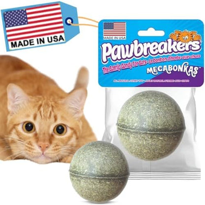 Pawbreakers 1-MegaBonkas Catnip Ball - All Natural Cat Treats & Toys, Medical Grade Catnip, Safe & Digestible, Hypoallergenic & Vegan - 3 oz, 2.25 inches Diameter, Made in USA by Pawbreakers%C2%AE-TheCatnipCandyforCats
