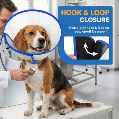 Queenmore Soft Dog Cone Collar for Dogs and Cats After Surgery, Flexible Plastic Cone for Dogs, Dog Recovery Collar, Elizabeth E-Collar Pet Head Cones for Neutering Spay Injury, Blue Medium - Image 6