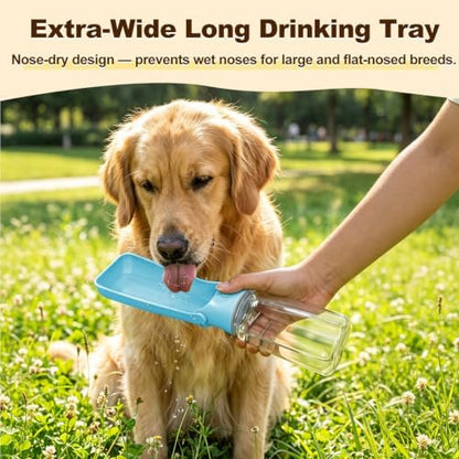 Foldable Dog Water Bottle, 19 oz Leak Proof Portable Dispenser (Blue) - Image 2