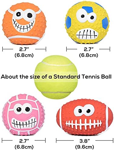 SCHITEC Squeaky Dog Ball, [4 Pack] Latex Rubber Dog Squeak Toys, 2.7'' Soft Bouncy Fetch Balls for Medium Small Pets Interactive Play - Image 6