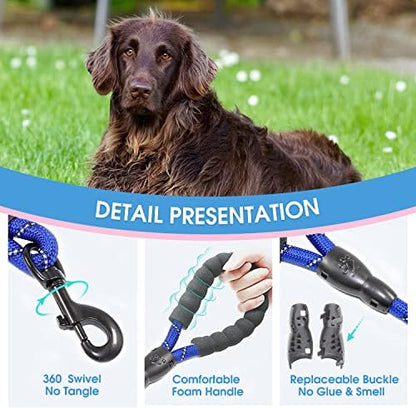BAAPET 2/4/5/6 FT Dog Leash with Comfortable Padded Handle and Highly Reflective Threads for Small Medium and Large Dogs (5FT-1/2'', Navy Blue) - Image 3