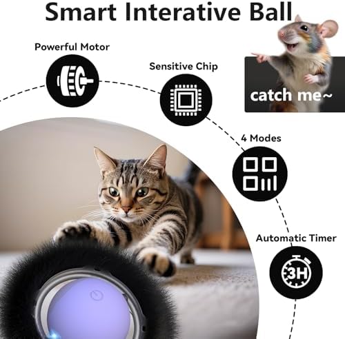 ORSDA Cat Toys for Indoor Cats, Interactive Activated Moving Ball in 7 Holes Mat, Automatic Fast Rolling Ball, Hide and Seek Toys for Adult Cats, Exercise Kicker Mouse Catching Game - Image 4