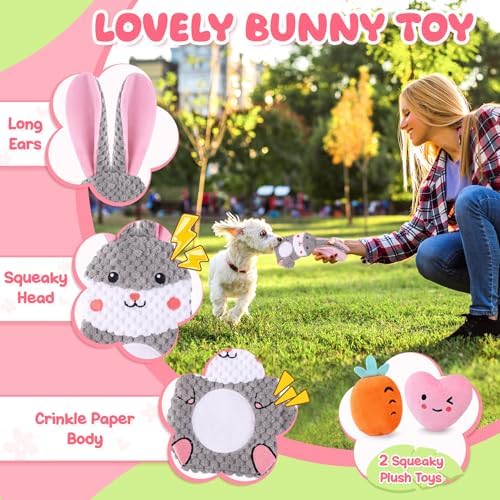 Zeaxuie Pink Puppy Toys for Teething - 9 Pack Small Dog Set With Chew, Squeaky Crinkle, Treat Ball and Interactive Rope for Puppies - Image 4
