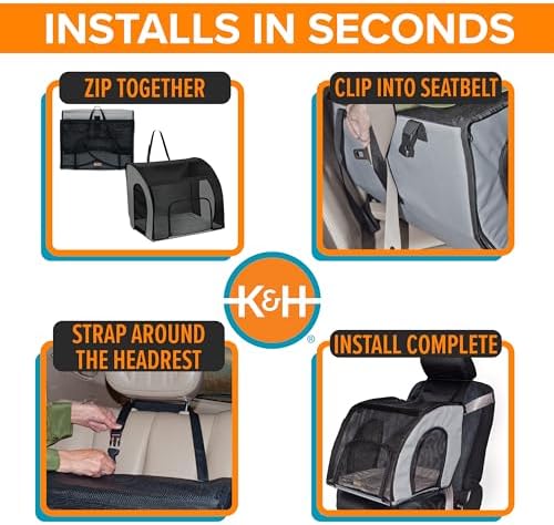 K&H Dog Car Seat, Travel Safety Carrier for Pets, Small, Gray/Black - Image 6