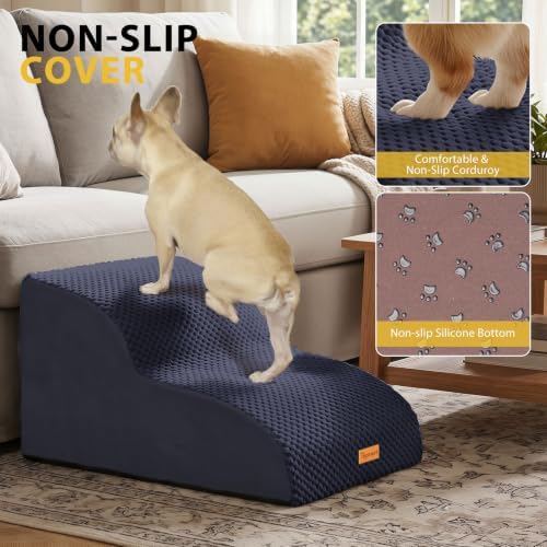 2-Step Dog Stairs for Small Dogs, Non-Slip Foam Pet Steps for Low Couch Bed - Image 5