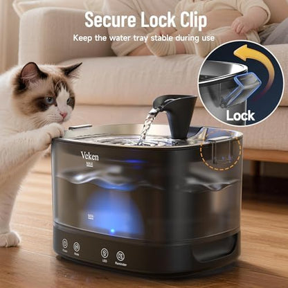 Veken 85oz/2.5L Cordless Cat Water Fountain for Cats, Dogs, Pets, Black - Image 6
