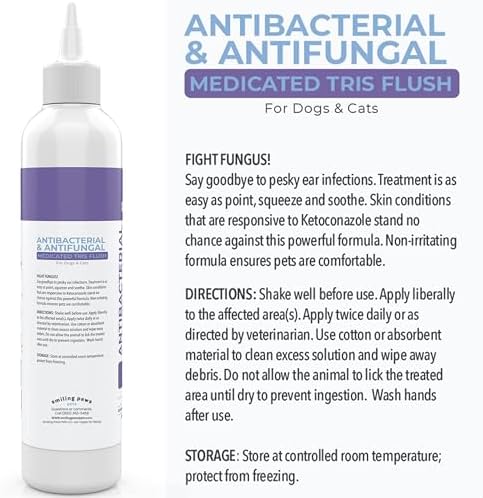 Smiling Paws Medicated Tris Flush Ear Cleaner for Dogs & Cats, 12oz - Image 5