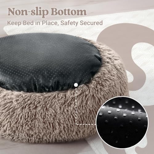 rabbitgoo Calming Cat Beds for Indoor Cats, 20 inches, Khaki - Image 7