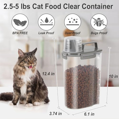 Dog Cat Food Storage Container with Cup (Dark Olive, 2.5L) - Image 3