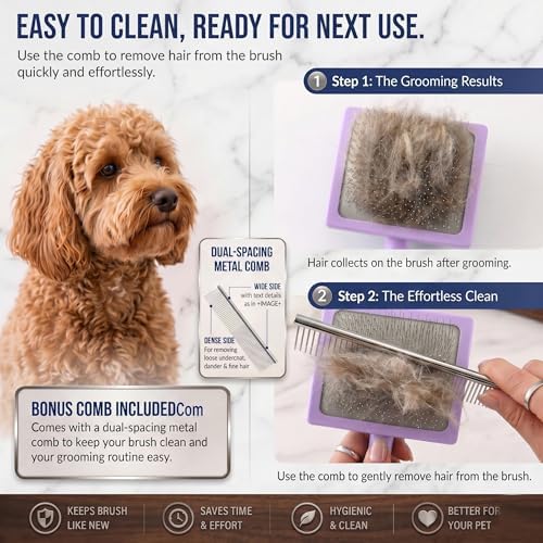 Slicker Brush for Dogs, Doodles, Poodles & Long Haired Cats - Image 2