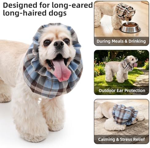 Dog Snood for Long-Eared Dogs, Feeding Ear Cover, Soft Stretch Wrap，Beige - Image 4