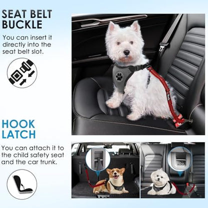 Lukovee Dog Seat Belt, 2 Pack, 3-in-1 Headrest & Seatbelt Clip & Latch - Image 5