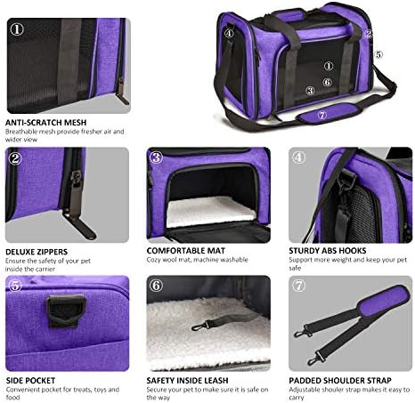 Henkelion Large Cat Carriers Dog Carrier Pet Carrier for Large Cats Dogs Puppies up to 25Lbs, Big Dog Carrier Soft Sided, Collapsible Travel Puppy Carrier - Large - Purple - Image 3