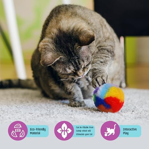 Ethical SPOT Kitty Yarn Puffs Colorful Woolen Yarn Cat Toy Contains Catnip 1.5" Pack of 4 Pet - Image 3
