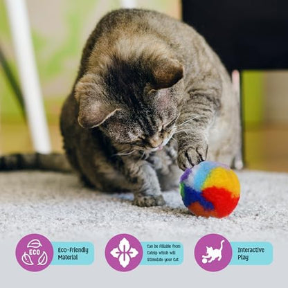 Ethical SPOT Kitty Yarn Puffs Colorful Woolen Yarn Cat Toy Contains Catnip 1.5" Pack of 4 Pet - Image 3