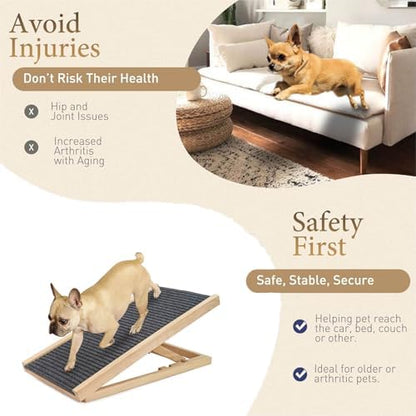 Folding Dog Ramp for Bed, Couch & Car，17" Adjustable Pet Ramp with Non-Slip Rubber Mat, 5-Level Height Adjustments, Portable Ramp for Small, Large & Senior Dogs or Cats，Easy Storage - Image 6