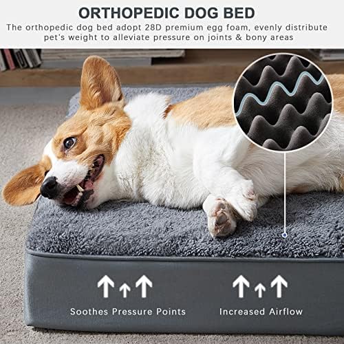 Waterproof Dog Crate Bed for Small Dogs Orthopedic 29x18 Grey - Image 2