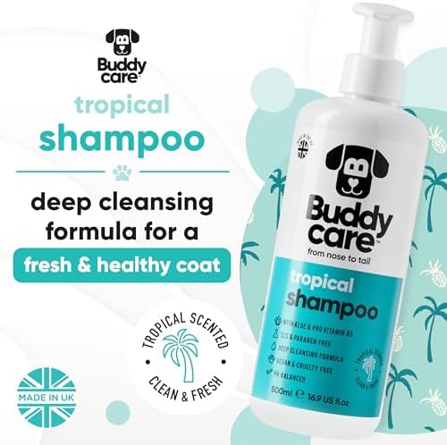 Tropical Dog Shampoo by Buddycare | Deep Cleansing Shampoo for Dogs | Tropical Scented | with Aloe Vera and Pro Vitamin B5 (50.72oz) - Image 2