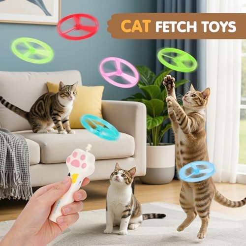 Cat Fetch Toy, Flying Disc Launcher with 6 Flying Discs - Image 4