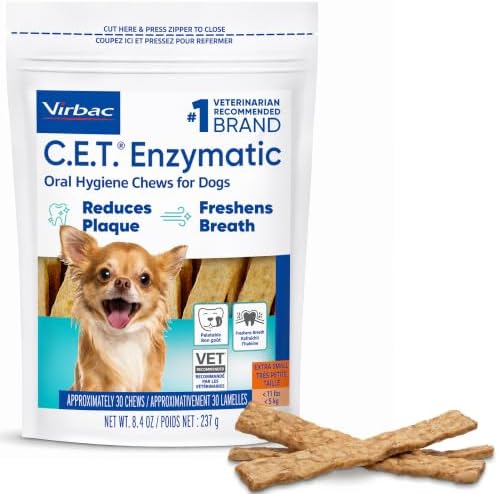 C.E.T. Enzymatic Oral Hygiene Chews for Dogs, Tartar Control, Extra Small by Virbac