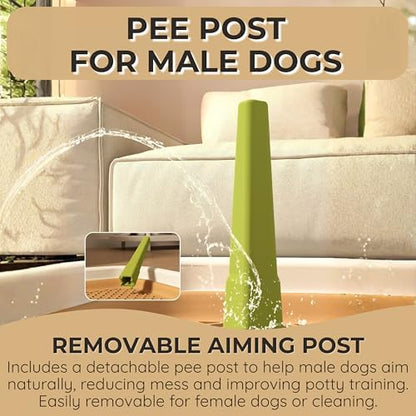 Indoor Dog Potty Tray with Removable Pee Post and Raised Mesh Grate, 23 x 17 in – Easy-Clean Puppy Pee Pad Holder for Dry Paws, Non-Slip – Fuskee - Image 4
