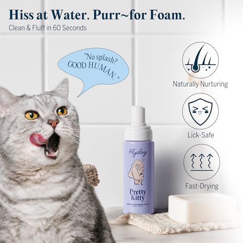 Pretty Kitty Waterless Cat Dry Shampoo with Grooming Glove– No Rinse, Lick-Safe, Moisturizing for Dry Skin, Dandruff, Deshedding, Wash Soap Spray Foam for Kittens, Bathing & Cleaning Supplies - Image 2
