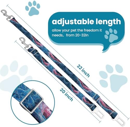 Adjustable pet cat and Dog car seat Belt，The Lanyard is Flexible and Adjustable from 20 to 33 inches (Black Lightning) - Image 2