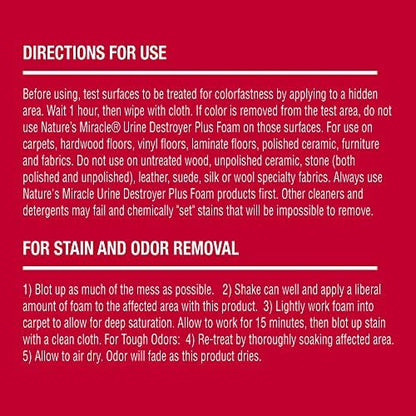 Nature's Miracle Dog Urine Destroyer Plus Foam, Enzymatic Cleaner, 17.5 oz - Image 3