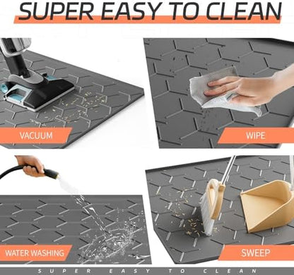 Bulkniu Silicone Cat Litter Mat, 22"x34", Raised Edge Waterproof, Dark Grey - Image 4