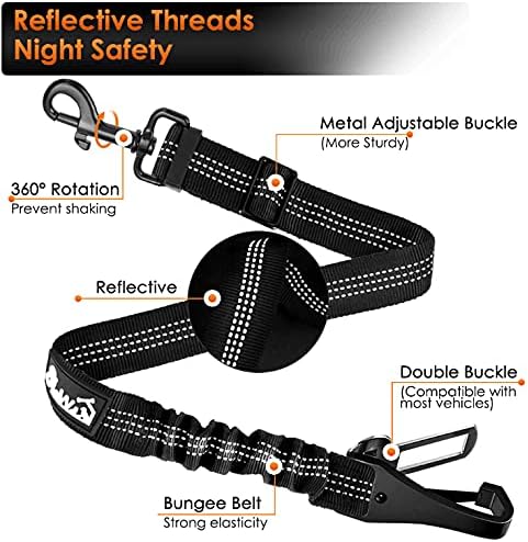 SlowTon Dog Car Seat Belt, 3 in 1 Latch Bar Attachment Dog Safety Seatbelt - Image 3