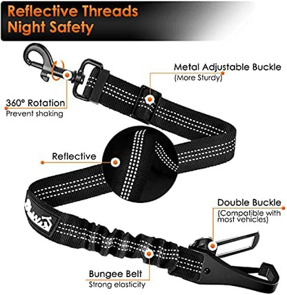 SlowTon Dog Car Seat Belt, 3 in 1 Latch Bar Attachment Dog Safety Seatbelt - Image 3
