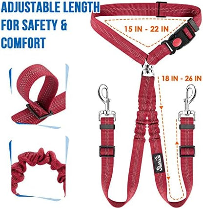 Lukovee Double Dog Car Seat Belt, No Tangle Headrest Restraint - Image 6