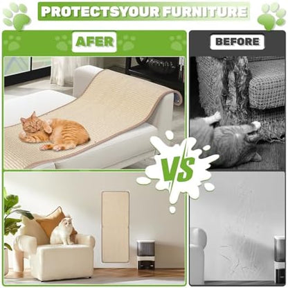 Uranshin Natural Sisal Cat Wall Climbing Carpet, Wall Scratcher Mat Pad - Image 6