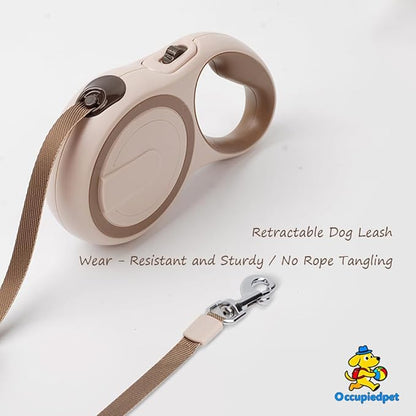 Retractable Dog Leash,16ft Dog Walking Leash Strong Nylon Tape and Anti Slip Handle One-Handed Brake No Tangle for Small Dogs Up to 44lbs.（Khaki）