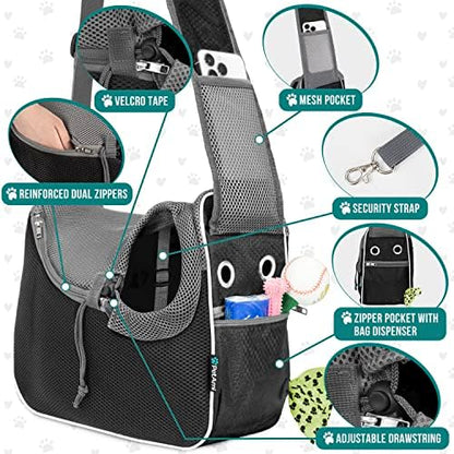 PetAmi Dog Sling Carrier for Small Dog, Hands Free Crossbody Carrier, Black - Image 3