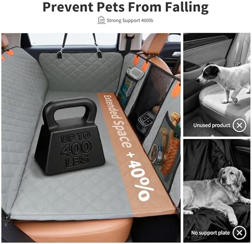 Dog Car Seat Cover 400LBS Hard Bottom Back Seat Extender for Dogs - Image 3