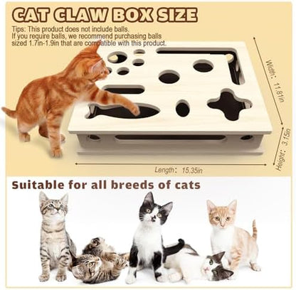 Cat Scratch Puzzle Enrichment Box, Large Solid Wood with Sandpaper Inside - Image 4