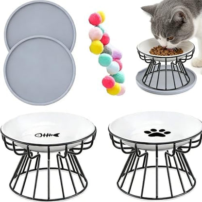 Elevated Cat Bowls Stand, 2 Pieces, Black by Unknown