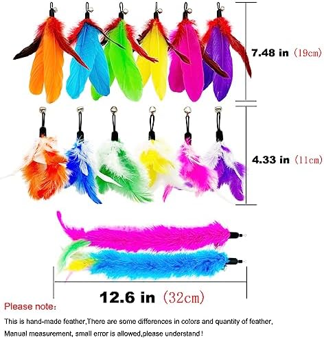 Cat Feather Toys Refills, 14 Pieces Natural Feathers Refills, Cat Wand Replacement Feathers Toy for Indoor Cats - Image 2