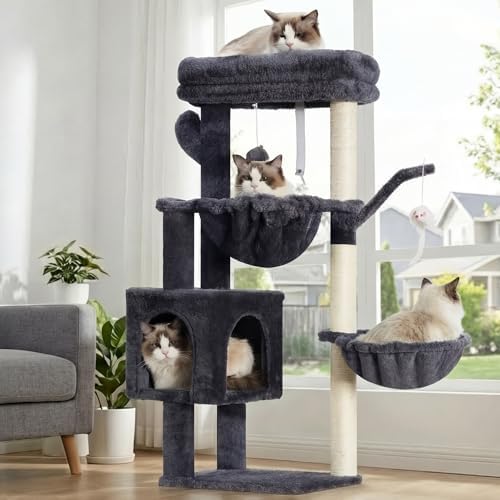 Heybly Cat Tree, 40" Tower with All-Sisal Wrapped Scratching Post HCT006SG - Image 2