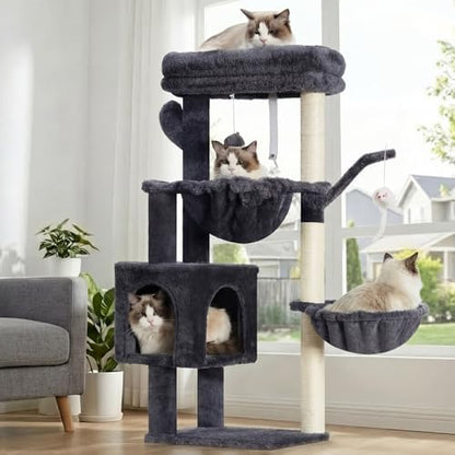 Heybly Cat Tree, 40" Tower with All-Sisal Wrapped Scratching Post HCT006SG - Image 2