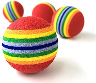 PET SHOW 50pcs 1.38" Cat Toy Balls Interactive for Indoor Cats Red Rainbow Soft EVA Foam Kittens Favorite Toys 35mm Dia. Small Dogs Puppies Toy Balls Bulk Activity Chase Quiet Play Sponge Ball - Image 3