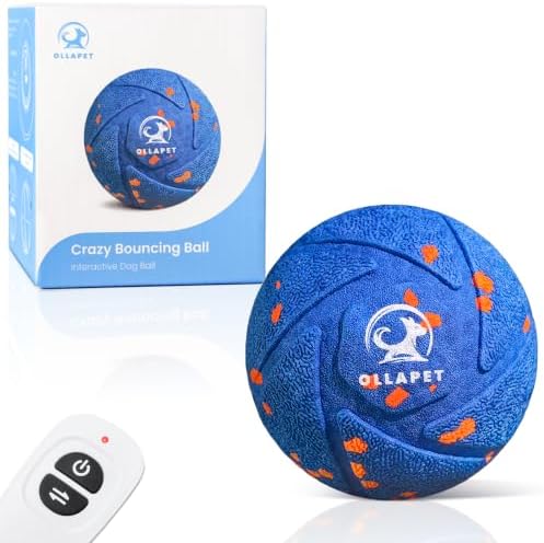 Smart Interactive Dog Toys - Auto Bouncing & Rolling Ball, 3 Interactive Modes, Chew-Resistant E-TPU Material, IPX7 Waterproof, Smart Chase Pet Toy Ball for Medium and Large Dogs - Blue by OllapetPet