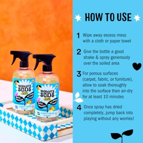 Molly's Suds Pet Odor Eliminator Spray for Dog and Cat Urine, Carpet Stains, and Strong Smells – Cleaner with Essential Oils (Furry Fresh, 24 Fl Oz) - Image 6