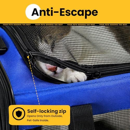 Conlun Cat Carrier Bag,Soft-Sided Pet Carriers for Dogs with 4-Sided Mesh,Airline Approved Cat Transport Carrier for Small&Medium Cats Kitten Puppy Up to 15LB,Collapsible Cat Travel Carrier-M,Blue - Image 6