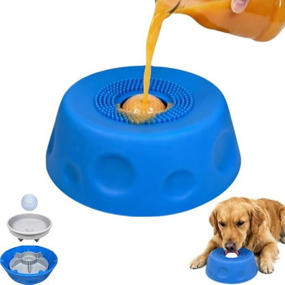 Silicone Lick Bowl for Dogs with Suction Cup, Anti-Slip Slow Feeder, Upgraded Chew-Resistant Ball & Anti-Disassembly Design, 250ml Capacity, Dishwasher Safe, for Small Medium Large Pets (1,Blue)