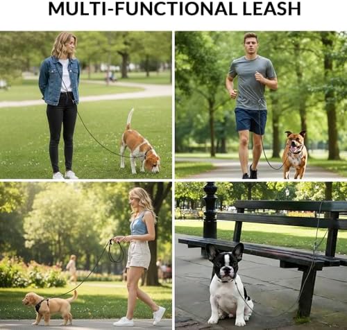 8.2ft Hands Free Dog Leash,Versatile Waist & Crossbody Lead for Medium Dogs,Waterproof & Adjustable for Running Jogging Walking, 360° Swivel Metal Buckle (Black) - Image 4